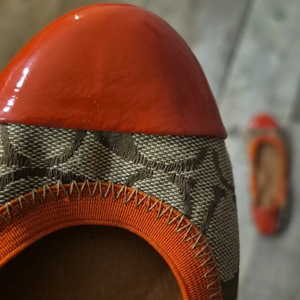 Coach Women's Orange and Brown Ballet Flats - Picture 7 of 9